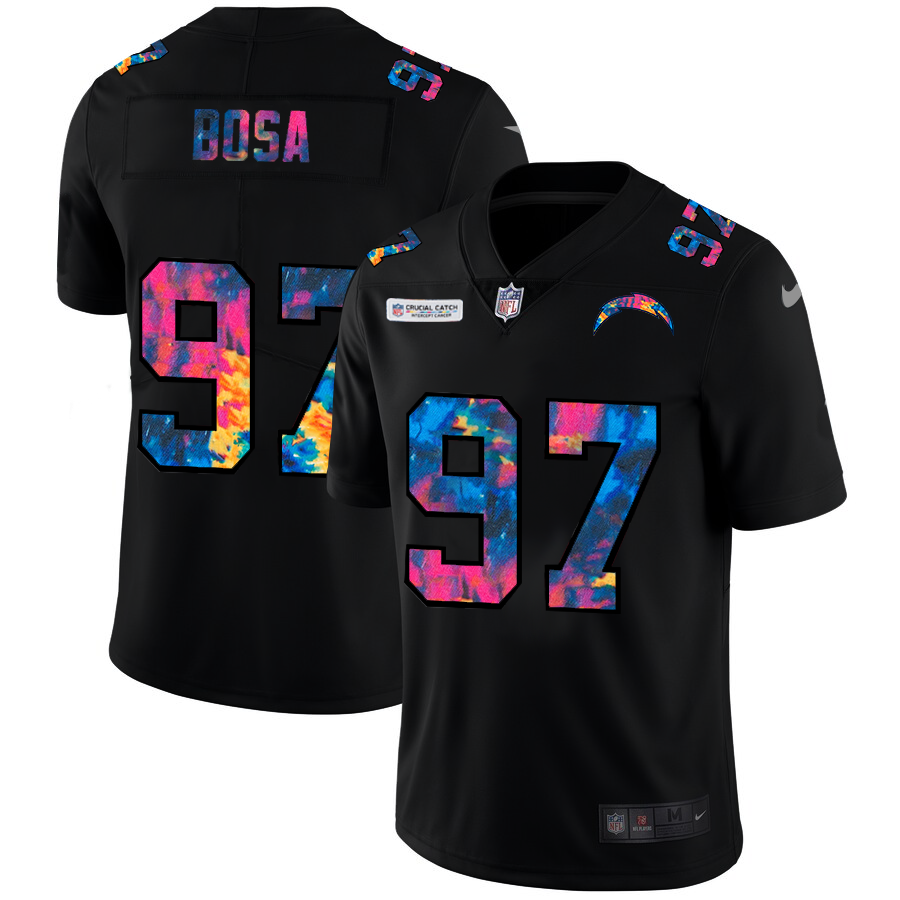 NFL Los Angeles Chargers 97 Joey Bosa Men Nike MultiColor Black 2020 Crucial Catch Vapor Untouchable Limited Jersey